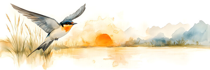 watercolor of red winged stilt
