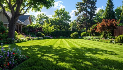 Lush green lawn gleams