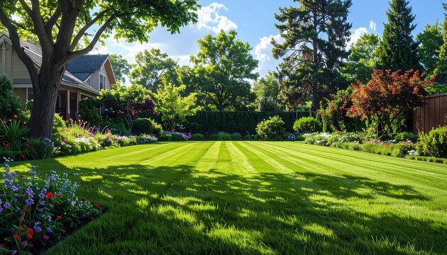 Lush green lawn gleams