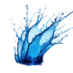 Vibrant blue water splash with intricate details against black