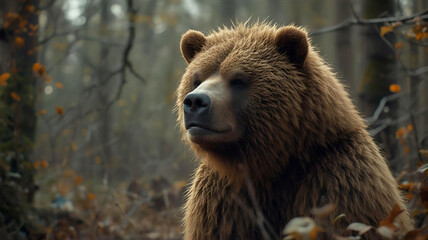 Obraz premium 森に茶色の熊