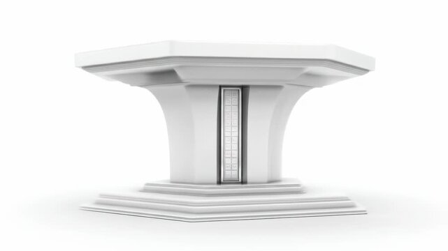 White stand with octagonal base & top, central inset panel