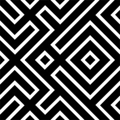 Black And White Pattern Vector. Geometric Retro Vintage Pattern. Repeated And Decorative Design That Can Be Used For Packaging, Decorating, Interior Design, Wallpapers, Banners.
