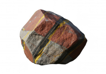 Striped rock formation isolated on a transparent background