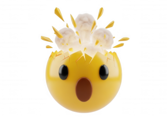 Yellow chick hatching exploding isolated on a transparent background