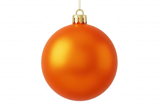 Orange Christmas Ornament isolated on a transparent background