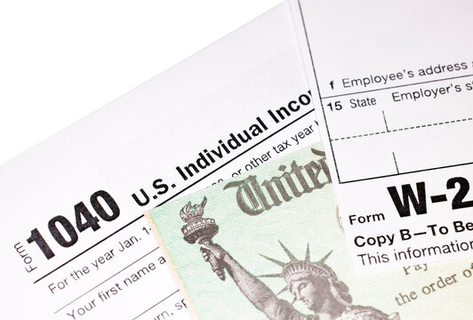 Tax return with Refund Check and W-2 Wage statement