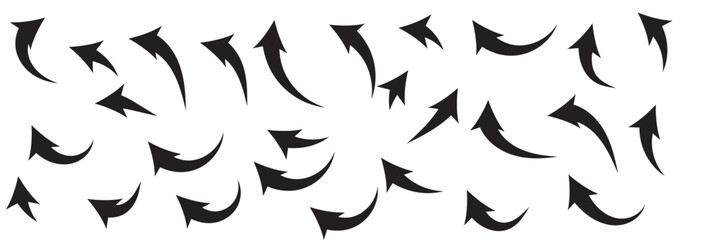 black arrow curve direction vector. Set of long curve icon vector .  long arrow icon set. curve arrow vector illustration. Curved or arch arrow. Design eps 10
