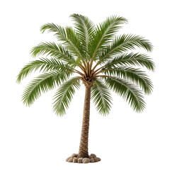 Naklejka premium Lush palm tree with a textured trunk against a transparent background