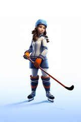 Obraz premium Hockey woman player sports helmet white background.