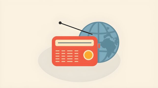 Vintage world radio thin line icon - Powered by Adobe