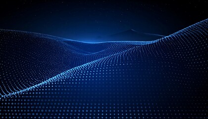 Abstract Blue Data Wave - Futuristic Technology Background with Dynamic Particles.