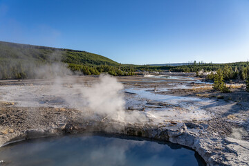 Veteran Geyser.  Back Basin at Norris Geyser Basin. Yellowstone National Park , Wyoming. Hydrothermal System
