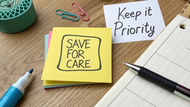 Colorful Desk Setup with Sticky Notes and Writing Tools for Organization and Productivity in Work Environment