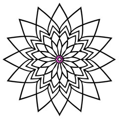 Simple Geometric Violet Mandala Line Art Vector Illustration