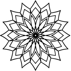 Simple Geometric Violet Mandala Line Art Vector Illustration