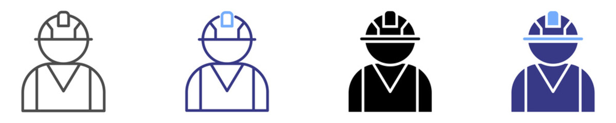 workers icon set multiple style