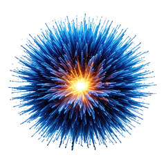 Obraz premium Abstract blue and orange radial explosion on black background