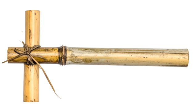 Bamboo stick cross-section held together with string
