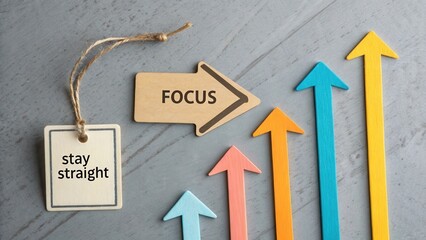 Stay Focused on Your Goals with Colorful Arrows and Motivational Tags for Personal Growth and Success