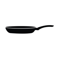 Simple silhouette of a black frying pan for cooking and kitchen use isolated on white vector