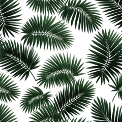 Dark green palm fronds pattern on black background © Ass