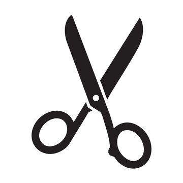 Simple silhouette of open scissors isolated on for cutting and crafting design elements vector