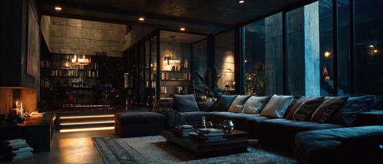 Naklejka premium Luxurious modern living room interior with a large sofa