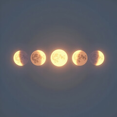 Obraz premium Stylized glowing moon phases arranged in a line