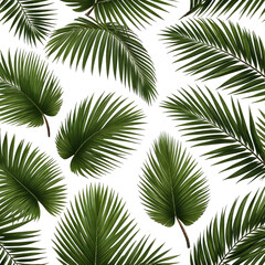 Obraz premium Lush green palm leaves, dark backdrop, seamless