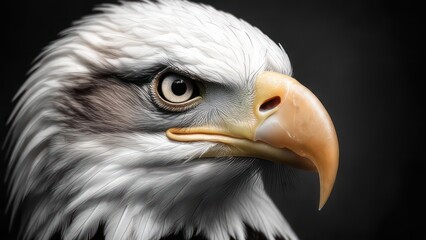 Obraz premium Majestic Bald Eagle Close-Up Portrait Intense Gaze Fierce Expression.