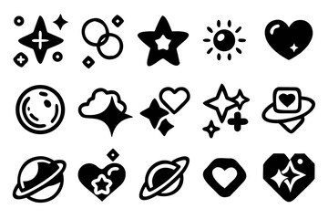 Set of star, heart and space icons