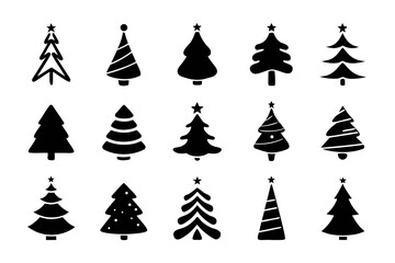 Obraz premium Set of christmas tree icons in simple style