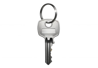 Silver key with ring isolated on a transparent background