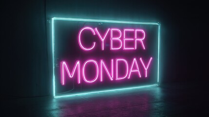 Bright Neon Sign for Cyber Monday Sale Announcement Display