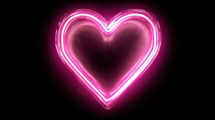Vibrant Neon Heart Shape Against Dark Background for Romantic Themes