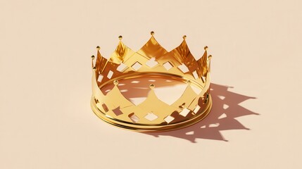 Elegant Golden Crown with Sharp Edges and a Soft Shadow Effect