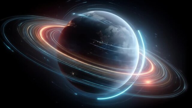 Glowing orb with rings