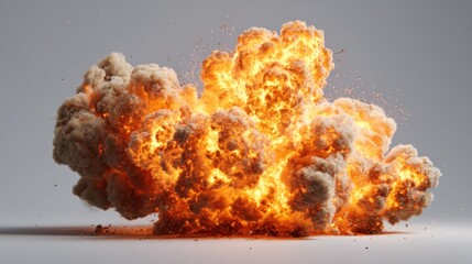 A fiery explosion with a cloud of smoke and debris in the air.