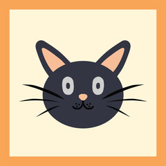 A mysterious black cat face staring in the dark.