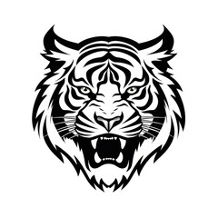 Obraz premium Tiger logo mammal white.