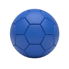 3d icon of a blue soccer ball with hexagonal panels, isolated on transparent background