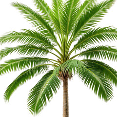 Fototapeta premium Lush green palm tree with long, feathery fronds and a brown trunk