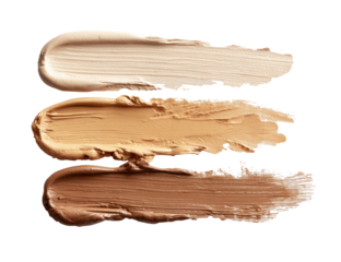 Three shades of foundation, textured swatches