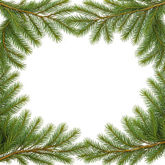Evergreen pine branches forming a border with empty dark center, perfect for holiday messages