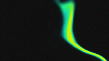Abstract swirl of vibrant green and yellow light against black background