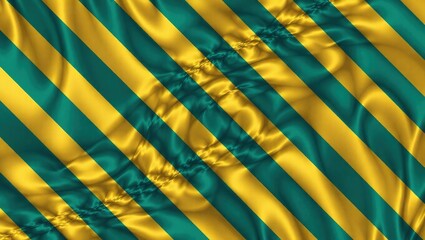 Diagonal stripes of gold and teal fabric create a vibrant pattern.