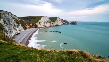 Coastal cliffs and sea