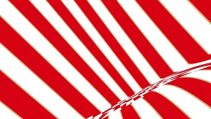 Dynamic Red and White Striped Background with Abstract Wave.