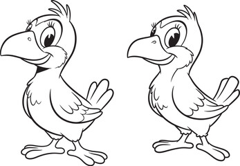 Vector art of cute crow cartoon character, perfect for childrens illustrations and designs